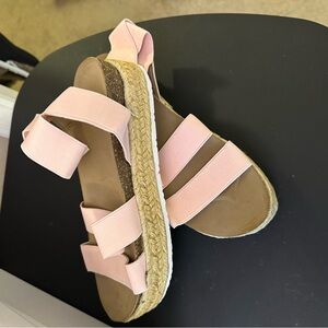 Baby Pink Ankle Strap Platform Sandals